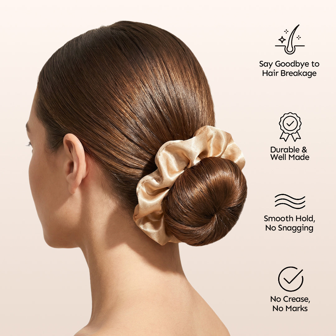 Soft Stretch Latte Satin Scrunchie