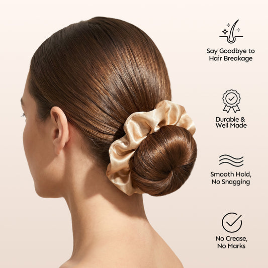 Soft Stretch Latte Satin Scrunchie